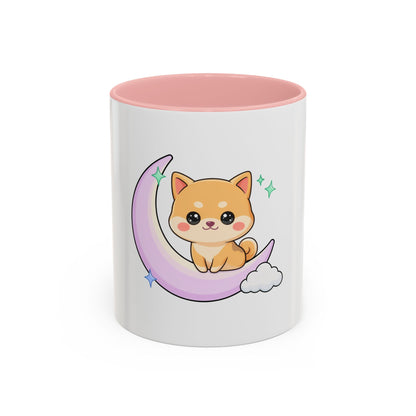 Kawaii Shiba Inu Accent Coffee Mug, Moon Puppy Gift