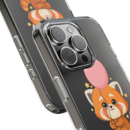 Kawaii Red Panda Clear Impact-Resistant Case with Balloon