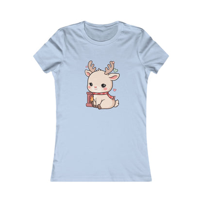 Kawaii Reindeer Women's Tee for Cozy Holiday Fans