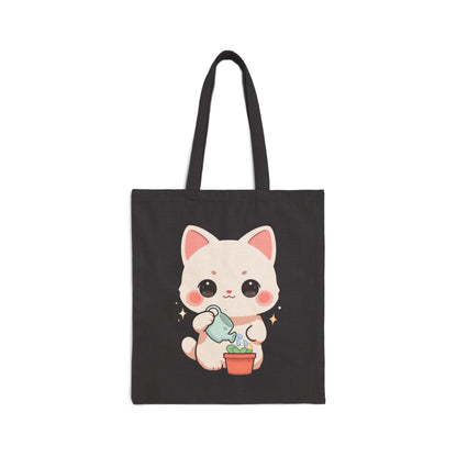 Kawaii Cat Gardening Tote Bag for Plant Lovers