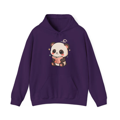Kawaii Panda Reading Hoodie, Cozy Book Lover Sweatshirt