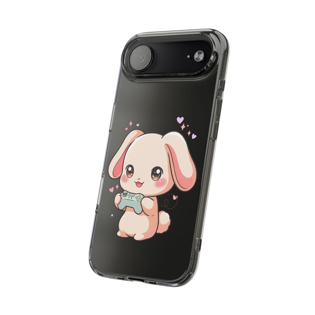 Kawaii Bunny Gamer Clear Impact-Resistant Phone Case