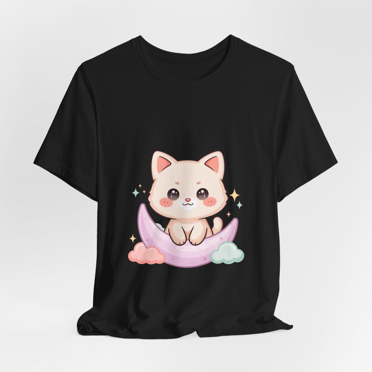 Kawaii Cat Moon T-Shirt for Cozy Night Owls