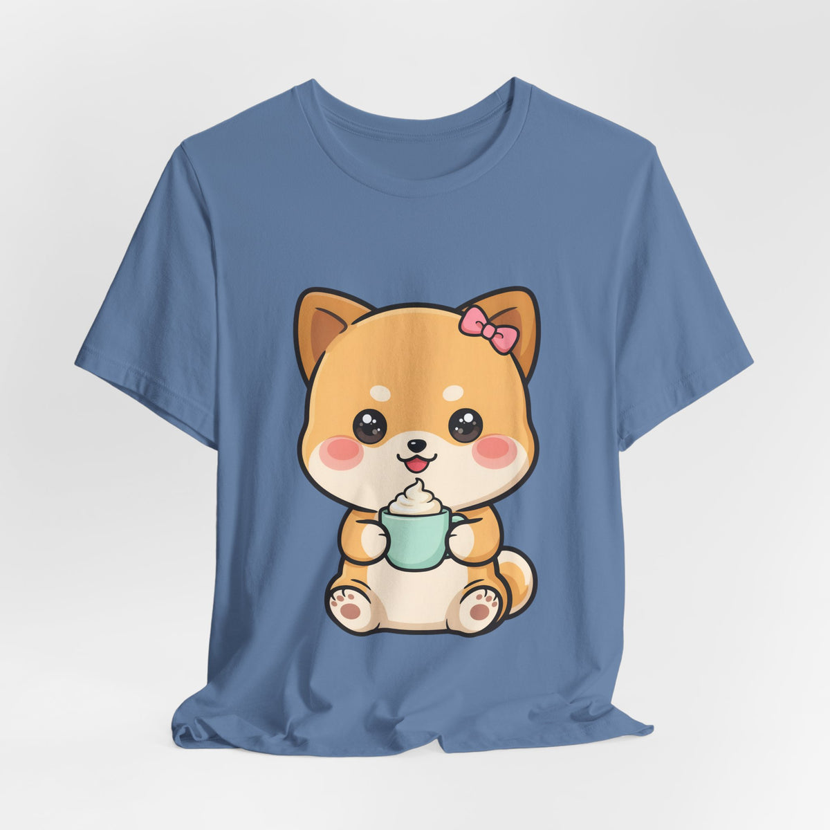 Kawaii Shiba Inu Coffee T-Shirt, Cute Latte Lover Tee