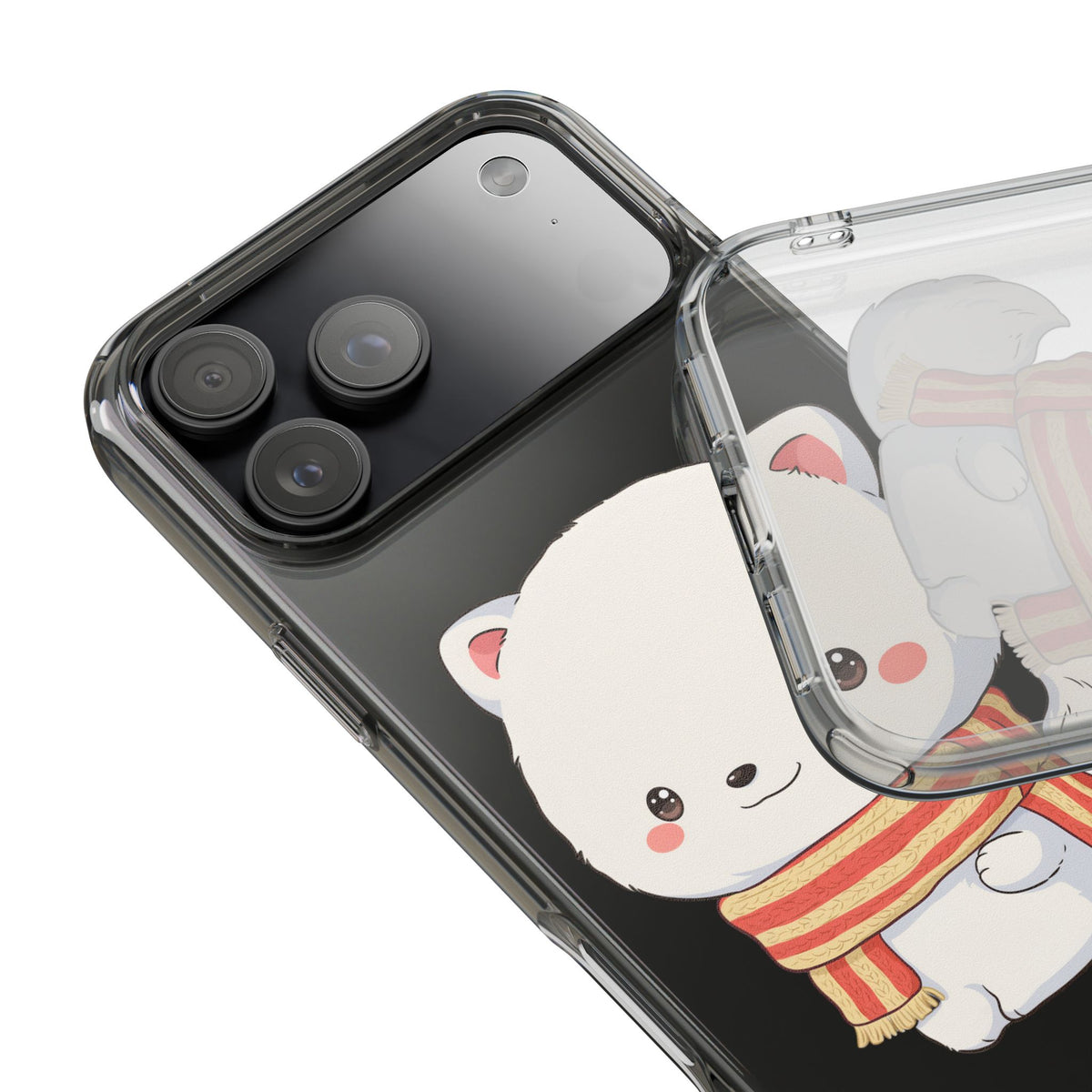 Kawaii Arctic Fox Phone Case, Cozy Christmas Scarf