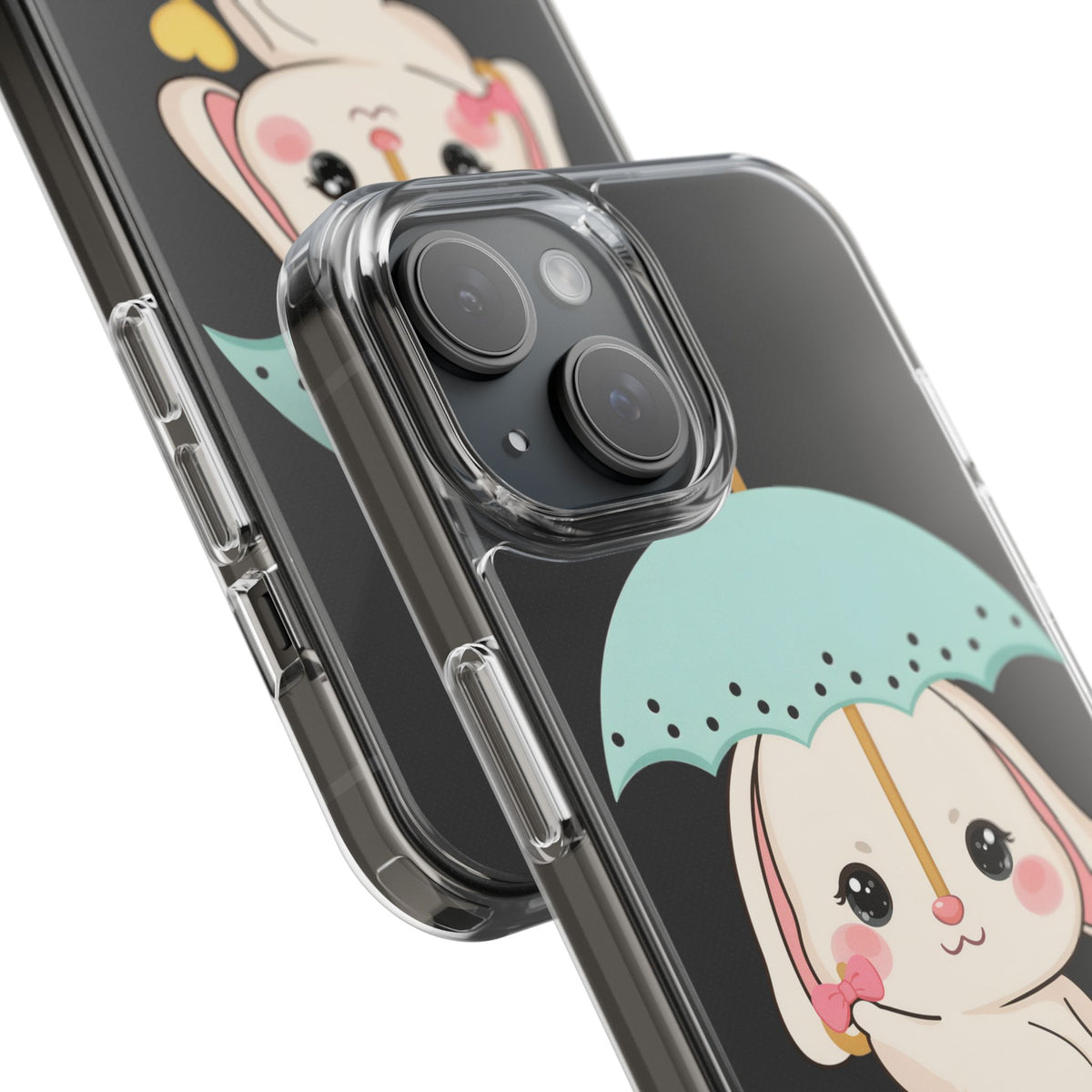 Kawaii Bunny Phone Case with Umbrella | Cute Clear Case