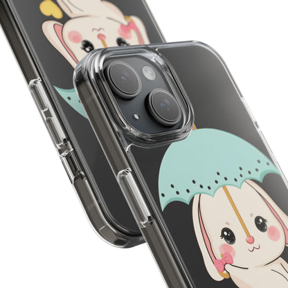 Kawaii Bunny Phone Case with Umbrella | Cute Clear Case