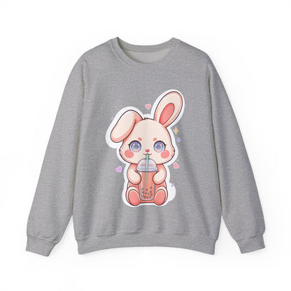 Kawaii Bunny Bubble Tea Sweatshirt, Cute Chibi Crewneck