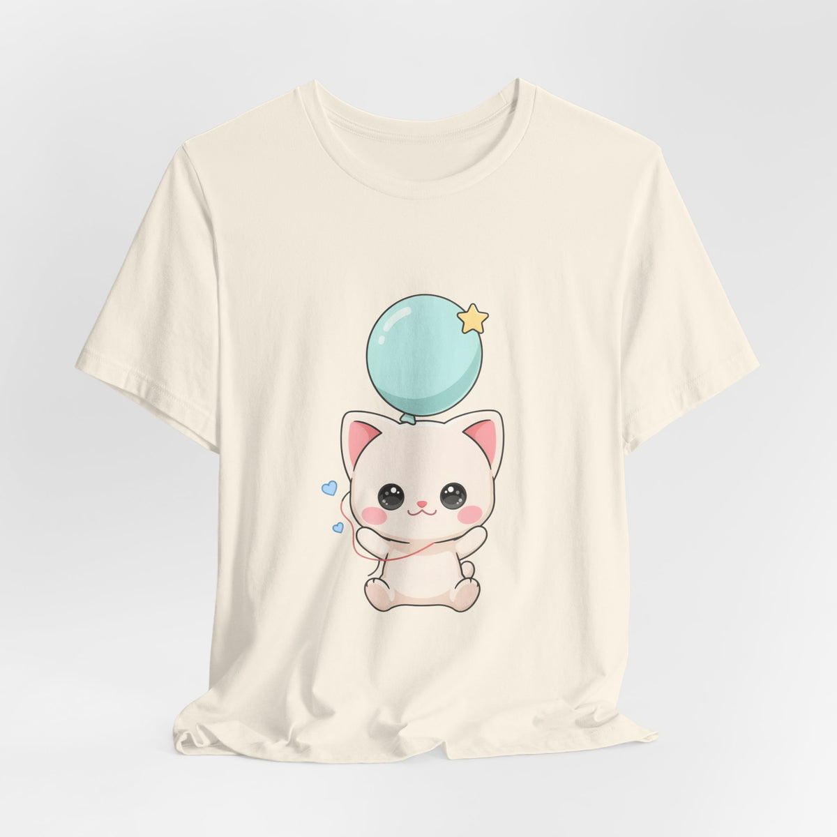 Kawaii Cat Balloon T-Shirt, Cute Chibi Kitty Tee