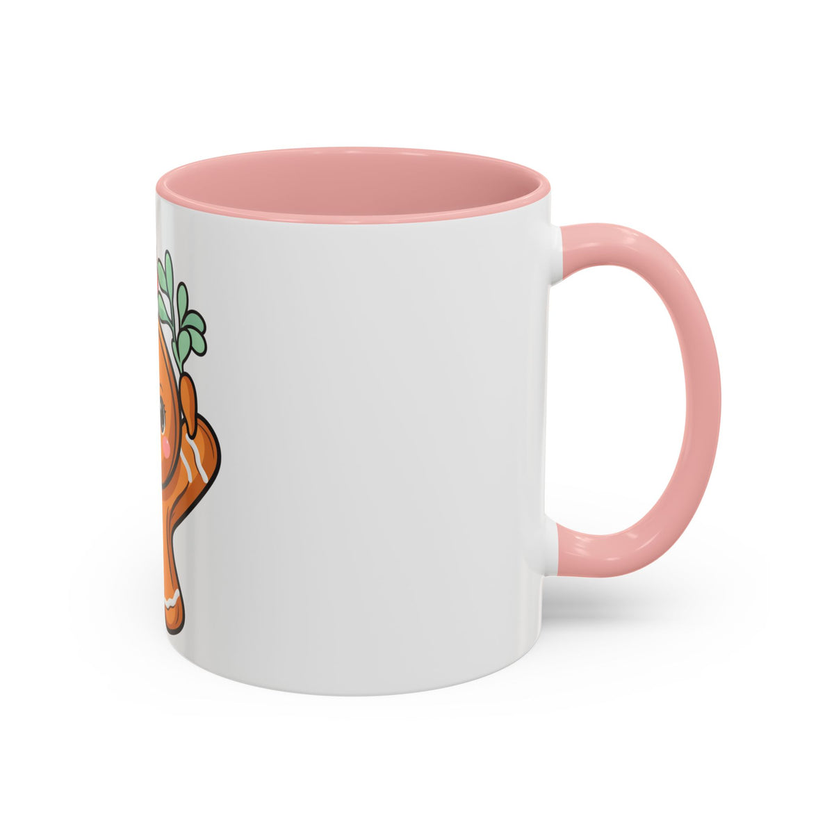 Kawaii Gingerbread Mug with Mistletoe | Christmas Accent Mug