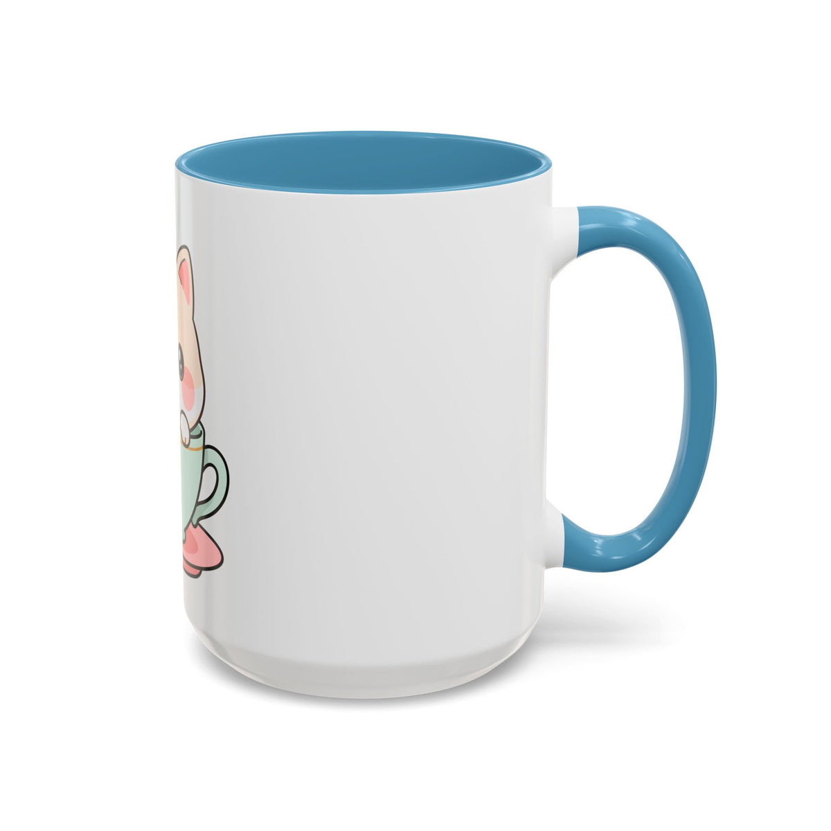 Kawaii Cat Coffee Mug, Cute Cat in Teacup Accent Mug