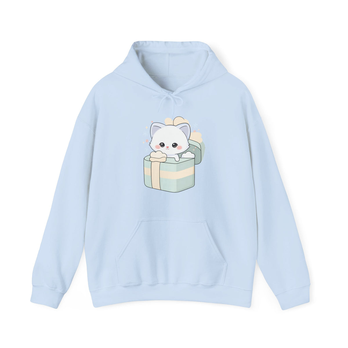 Kawaii Arctic Fox Hoodie, Cute Gift Box Sweatshirt