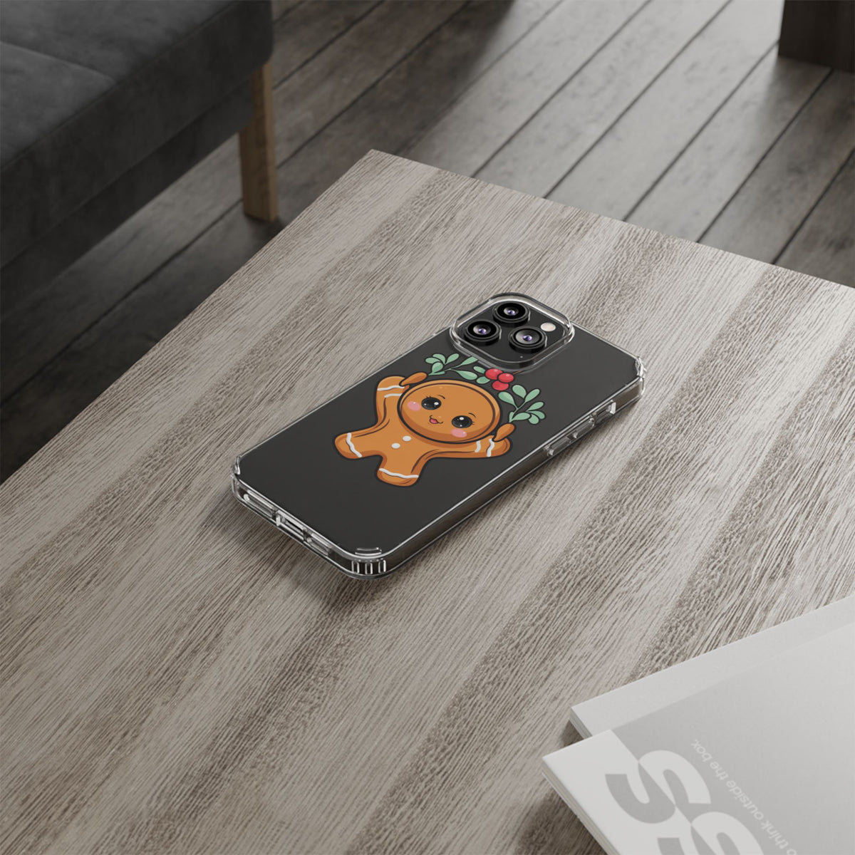 Kawaii Gingerbread Phone Case with Mistletoe Cheer