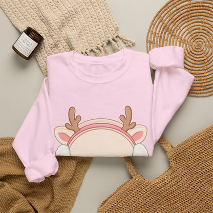 Kawaii Reindeer Sweatshirt, Cute Winter Crewneck