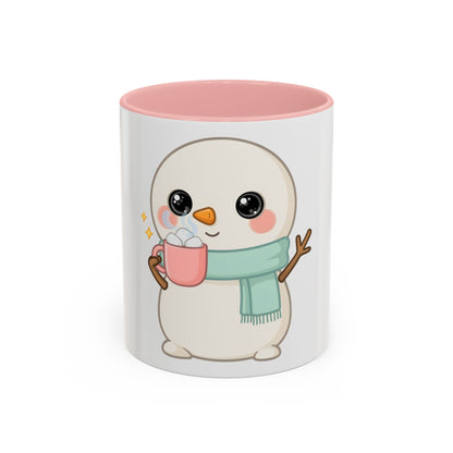 Kawaii Snowman Accent Coffee Mug for Cozy Cocoa Fans