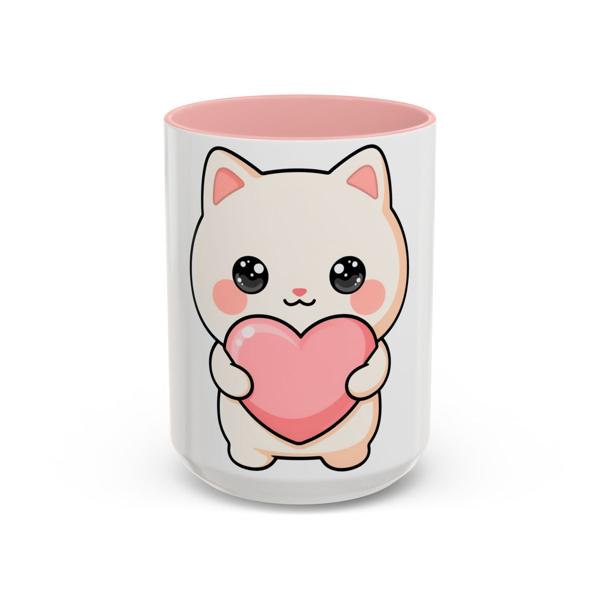 Kawaii Cat Heart Accent Coffee Mug for Sweet Morning Sips