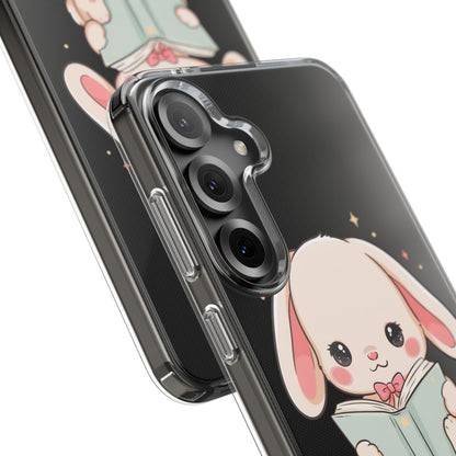 Kawaii Reading Bunny Clear Impact-Resistant Case