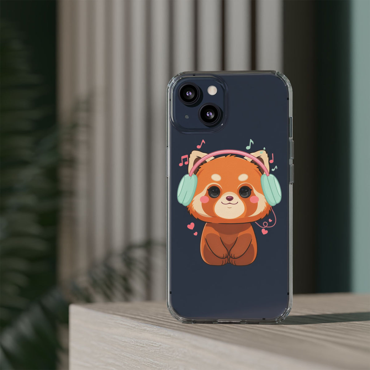 Red Panda Phone Case, Kawaii Music Lover Clear Case