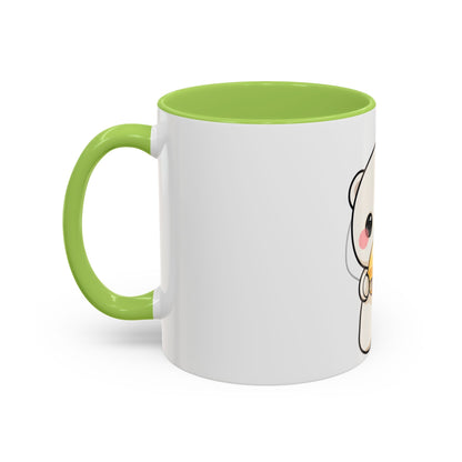 Kawaii Polar Bear Mug, Cute Jingle Bell Accent Coffee Cup