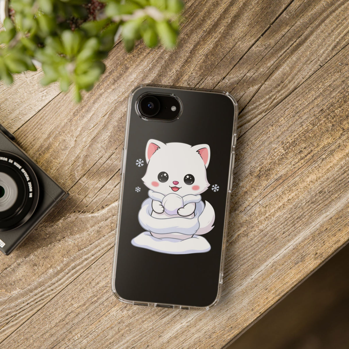 Kawaii Arctic Fox Phone Case, Cute Snow Day Gift