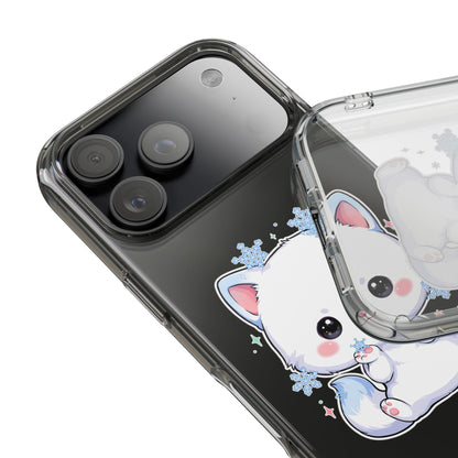 Kawaii Arctic Fox Phone Case, Cute Snowflake Clear Case