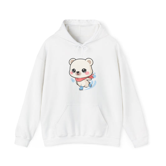 Kawaii Polar Bear Ice Skating Hoodie for Cozy Winter Days