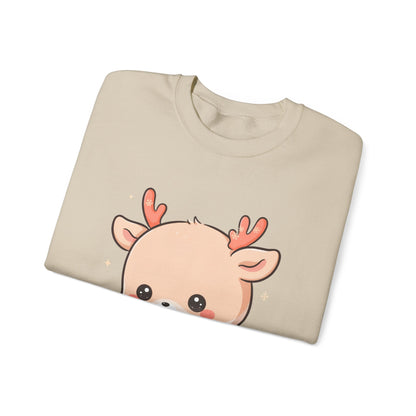 Kawaii Christmas Reindeer Sweatshirt, Cute Holiday Crewneck