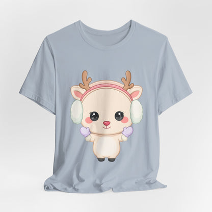 Kawaii Reindeer T-Shirt, Cute Winter Animal Tee