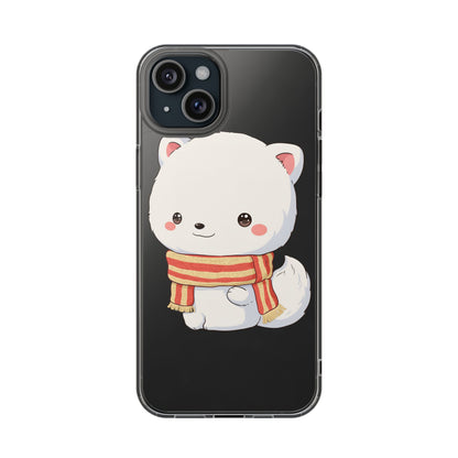 Kawaii Arctic Fox Phone Case, Cozy Christmas Scarf