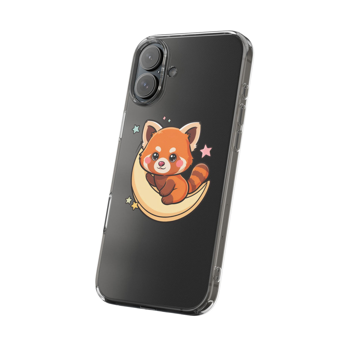 Red Panda Phone Case, Kawaii Moon Companion