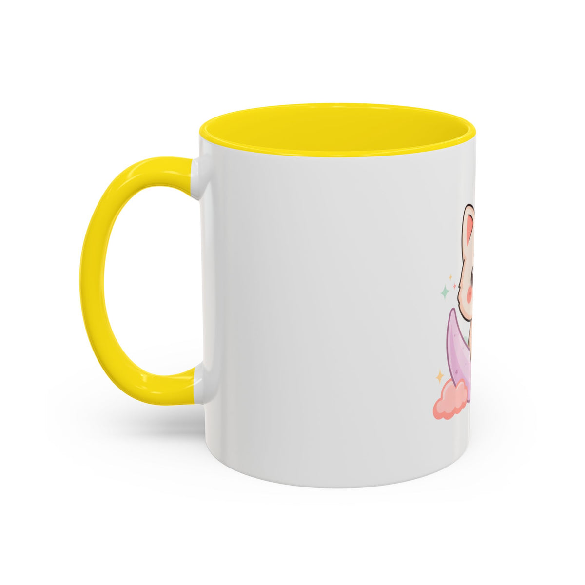 Kawaii Cat Moon Accent Coffee Mug, Cute Cat Lover Gift