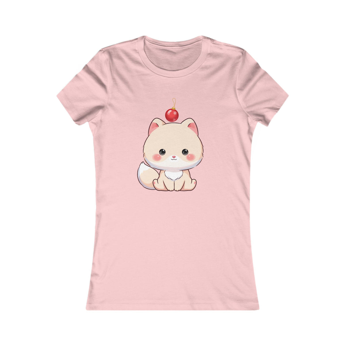 Kawaii Arctic Fox Christmas Tee for Holiday Decorating