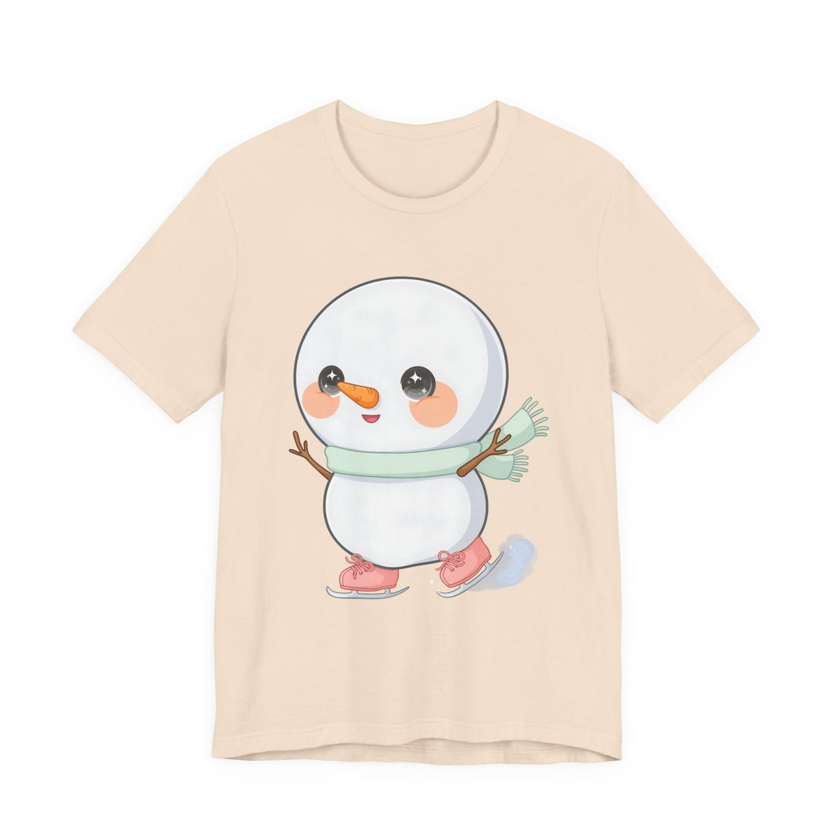 Cute Snowman T-Shirt, Kawaii Ice Skating Holiday Gift