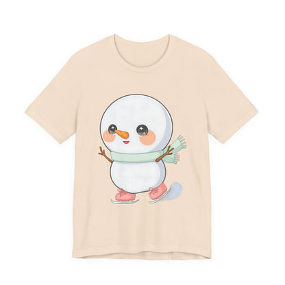 Cute Snowman T-Shirt, Kawaii Ice Skating Holiday Gift
