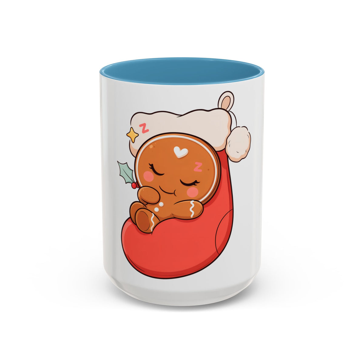 Christmas Gingerbread Mug: Sleepy Stocking Accent Coffee Mug