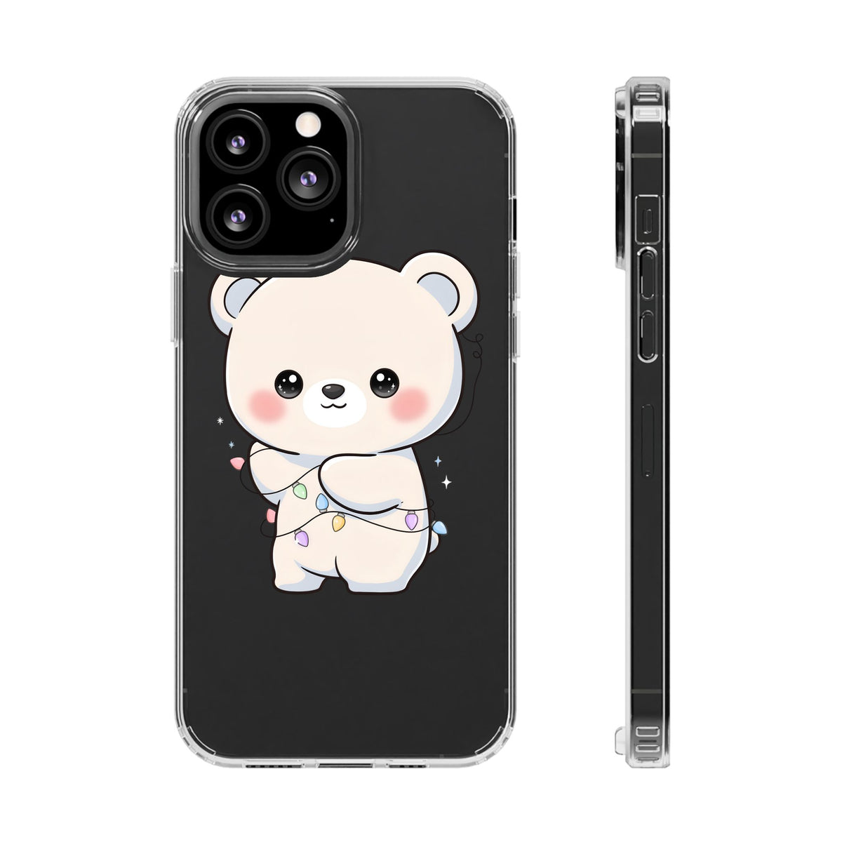 Kawaii Polar Bear Phone Case with Fairy Lights
