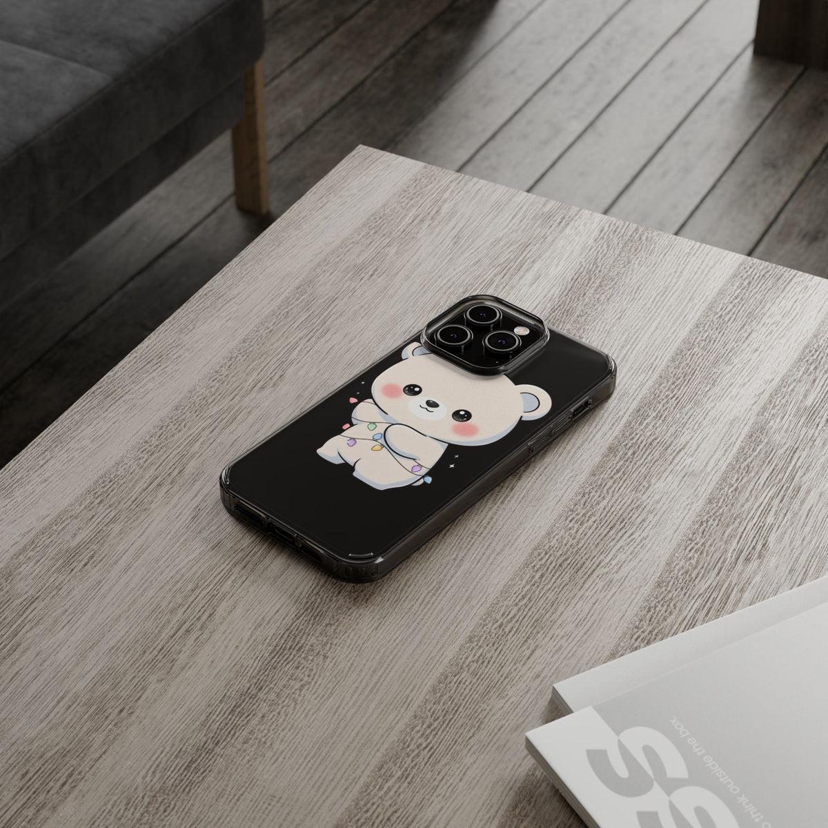 Kawaii Polar Bear Phone Case with Fairy Lights