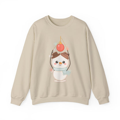 Cute Snowman Christmas Sweatshirt, Kawaii Holiday Crewneck