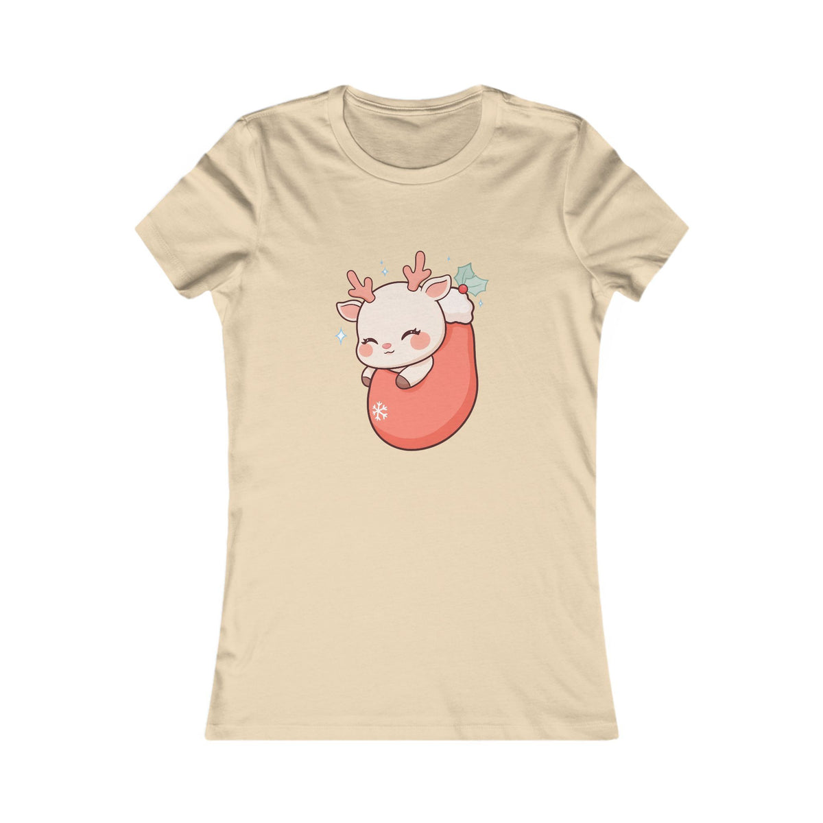 Kawaii Christmas Reindeer Women's Tee for Cozy Holiday Outfits