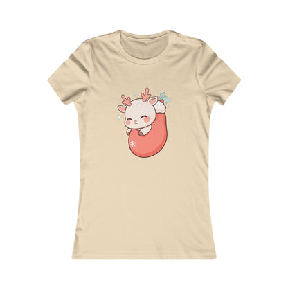 Kawaii Christmas Reindeer Women's Tee for Cozy Holiday Outfits