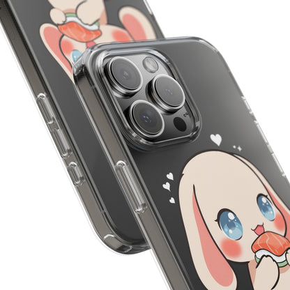 Kawaii Bunny Sushi Phone Case, Clear Impact-Resistant