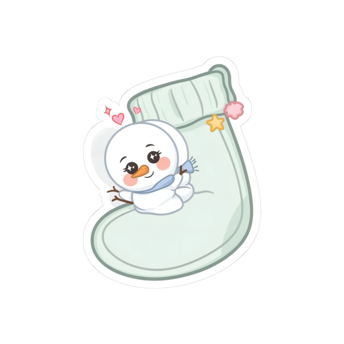 Kawaii Snowman Christmas Sticker for Cozy Holiday Cheer