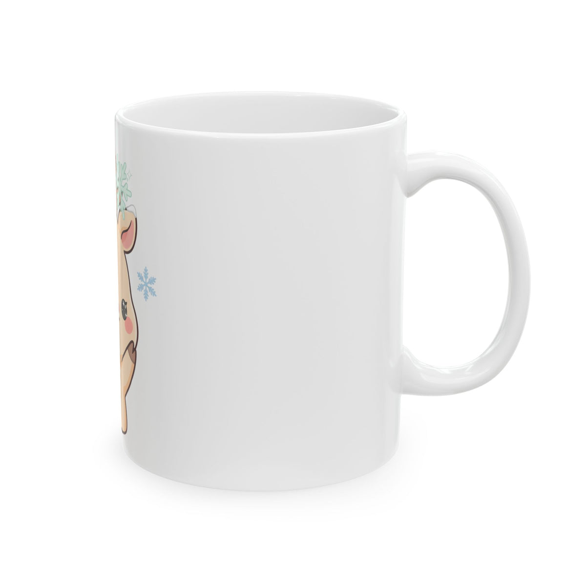 Kawaii Reindeer Mug, Cute Christmas Ceramic Coffee Cup