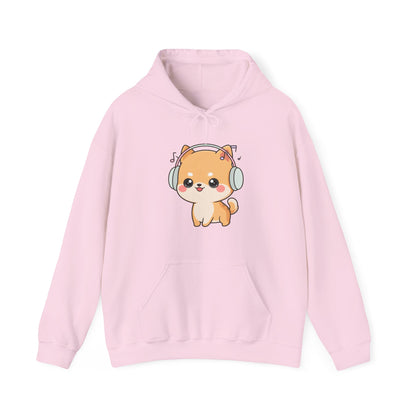 Kawaii Shiba Inu Hoodie for Cozy Music Lovers
