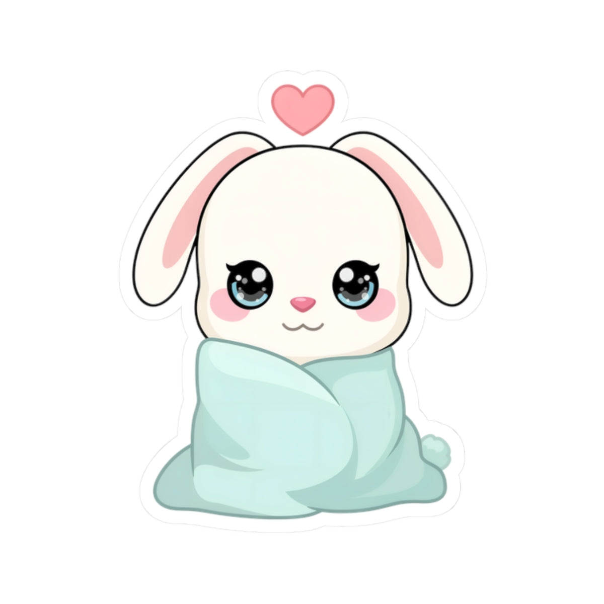 Cozy Bunny Sticker, Kawaii Blanket Buddy