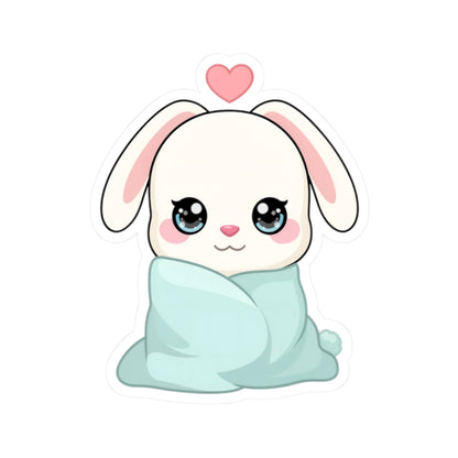 Cozy Bunny Sticker, Kawaii Blanket Buddy