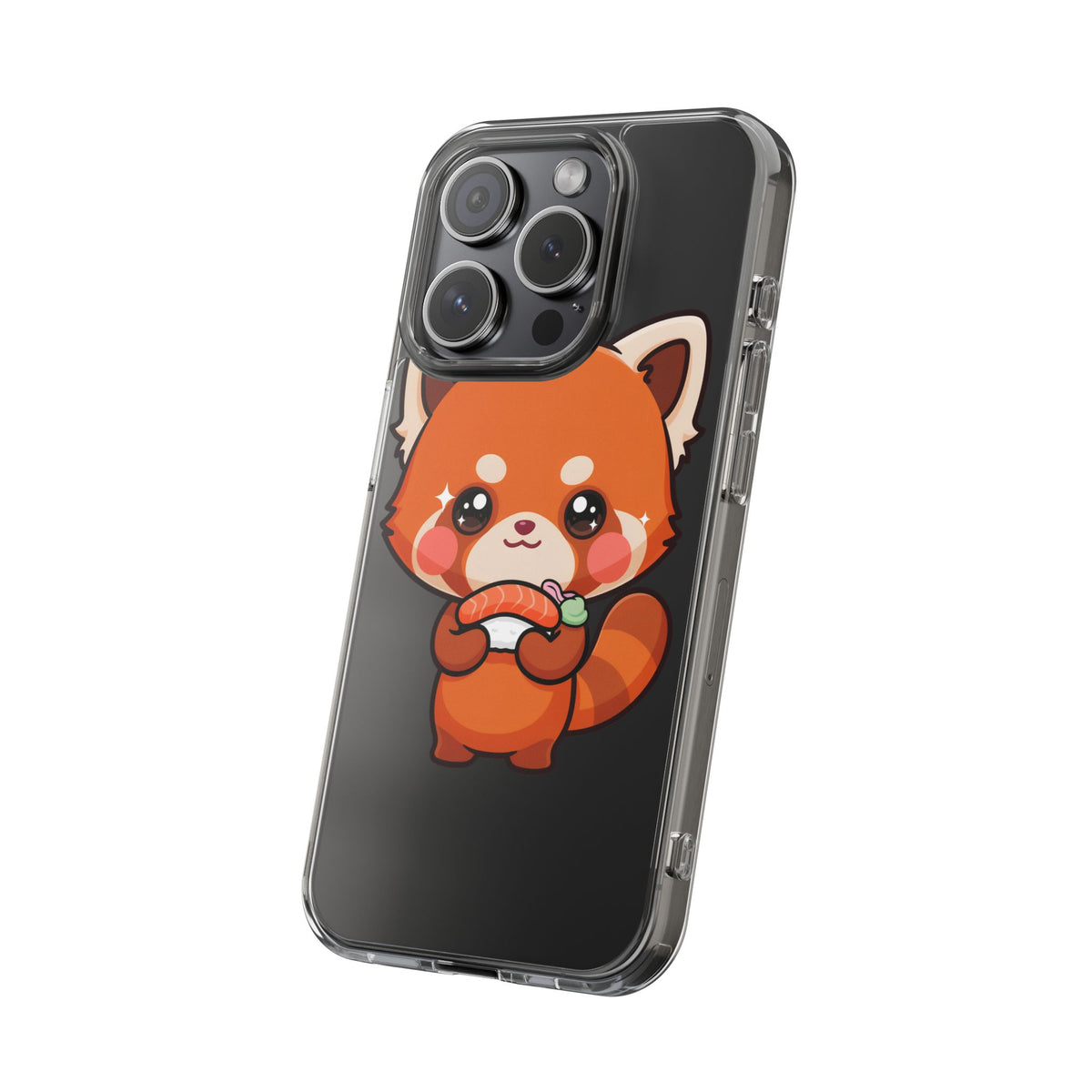 Red Panda Sushi Phone Case, Cute Kawaii Clear Case