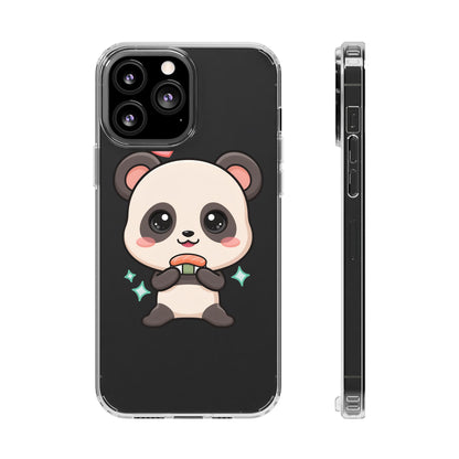 Kawaii Panda Sushi Phone Case, Clear Impact-Resistant Case