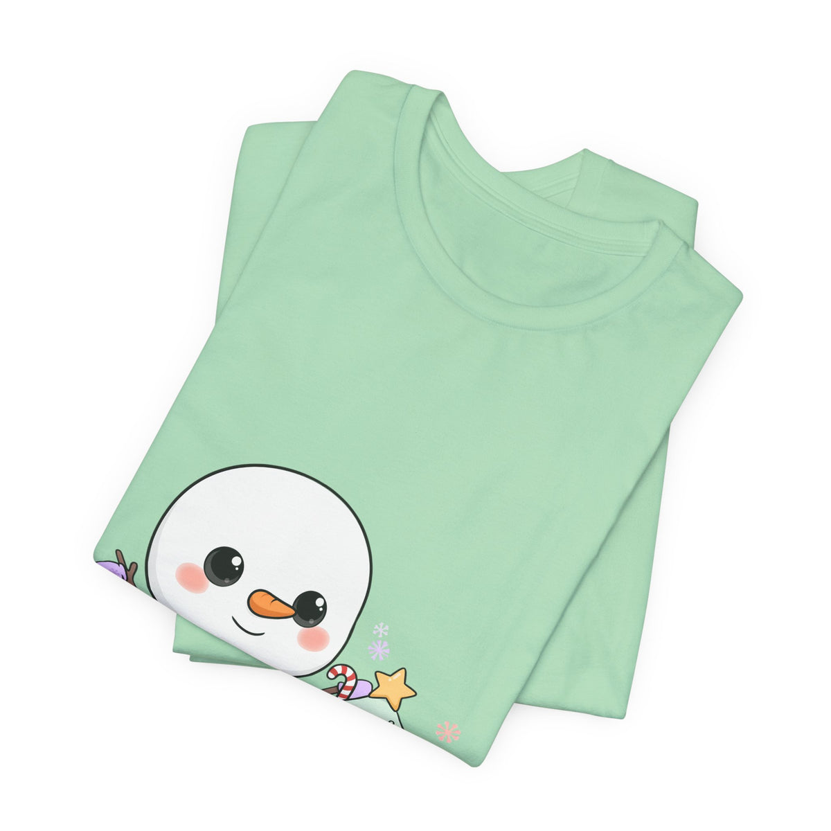 Kawaii Snowman Christmas T-Shirt for Festive Outfits