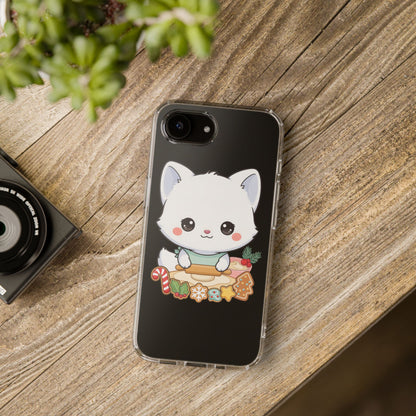Christmas Fox Clear Phone Case, Kawaii Cookie Baker